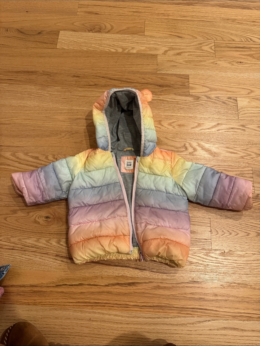 GAP Pastel Rainbow Ombre Puffer Jacket with Hood